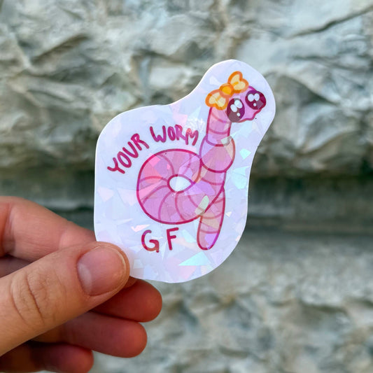 Glitzer Sticker, „Your Worm GF“
