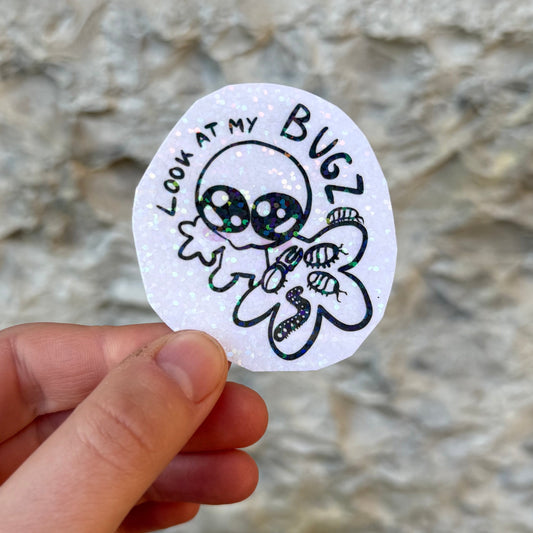 Glitzer Sticker, „Look at my Bugz“